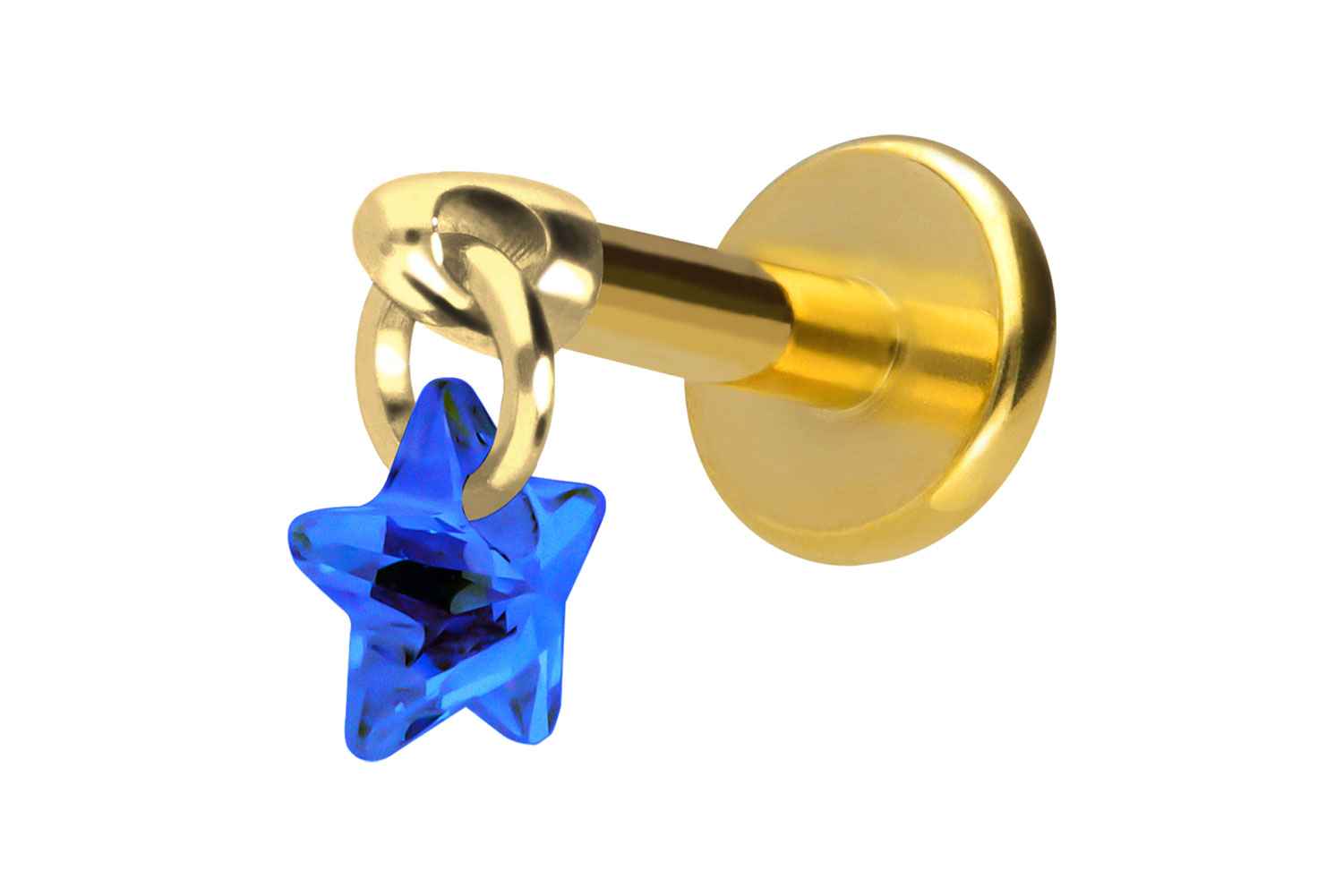 Titan Labret Piercing mit Innengewinde KRISTALLSTERN